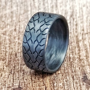 Drag Radial, Carbon Fiber Tread Ring. Drag Racing Wedding Band, Car Guy Ring, Tough Ring