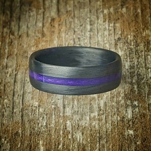 Plumb Purple Line, Carbon Fiber Ring. Strong, Light Weight, Wedding Ring, Comfort fit, Durable Finish image 1