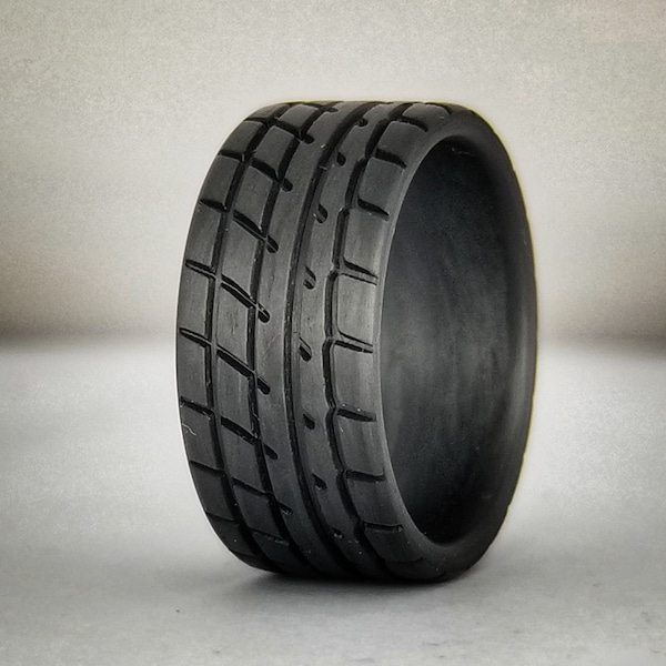 Apex, Carbon Fiber Tread Ring, Sports Car Racing Ring, Tough ring, 10mm wide Wedding Band, Exotic Car ring