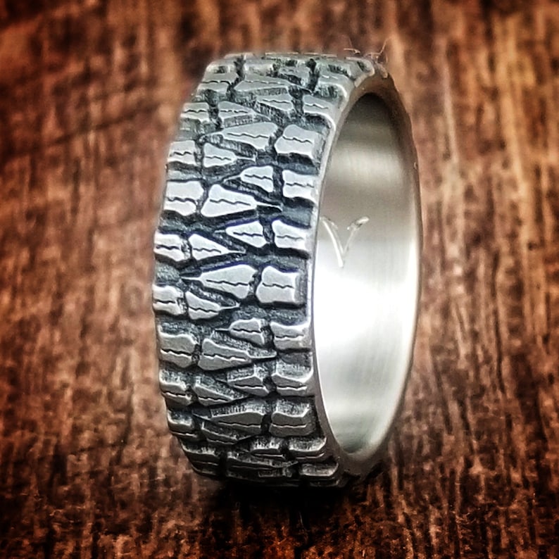 Mud Claw, Titanium Tread Ring, Tough ring, Truck Guy Wedding Ring, 4x4 Ring, Off Road, Titanium Wedding Band, 9mm width image 3