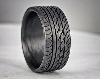 Grip, Carbon Fiber Tread Ring: Lightweight Comfort Fit Wedding Band