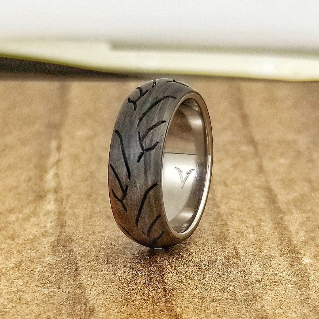 Stainless Steel Carved Motorcycle Tire Tread Wedding Ring Brushed/matt 8mm  - Etsy