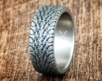 Titanium Tread Ring: Street Racer Style, Comfort Fit