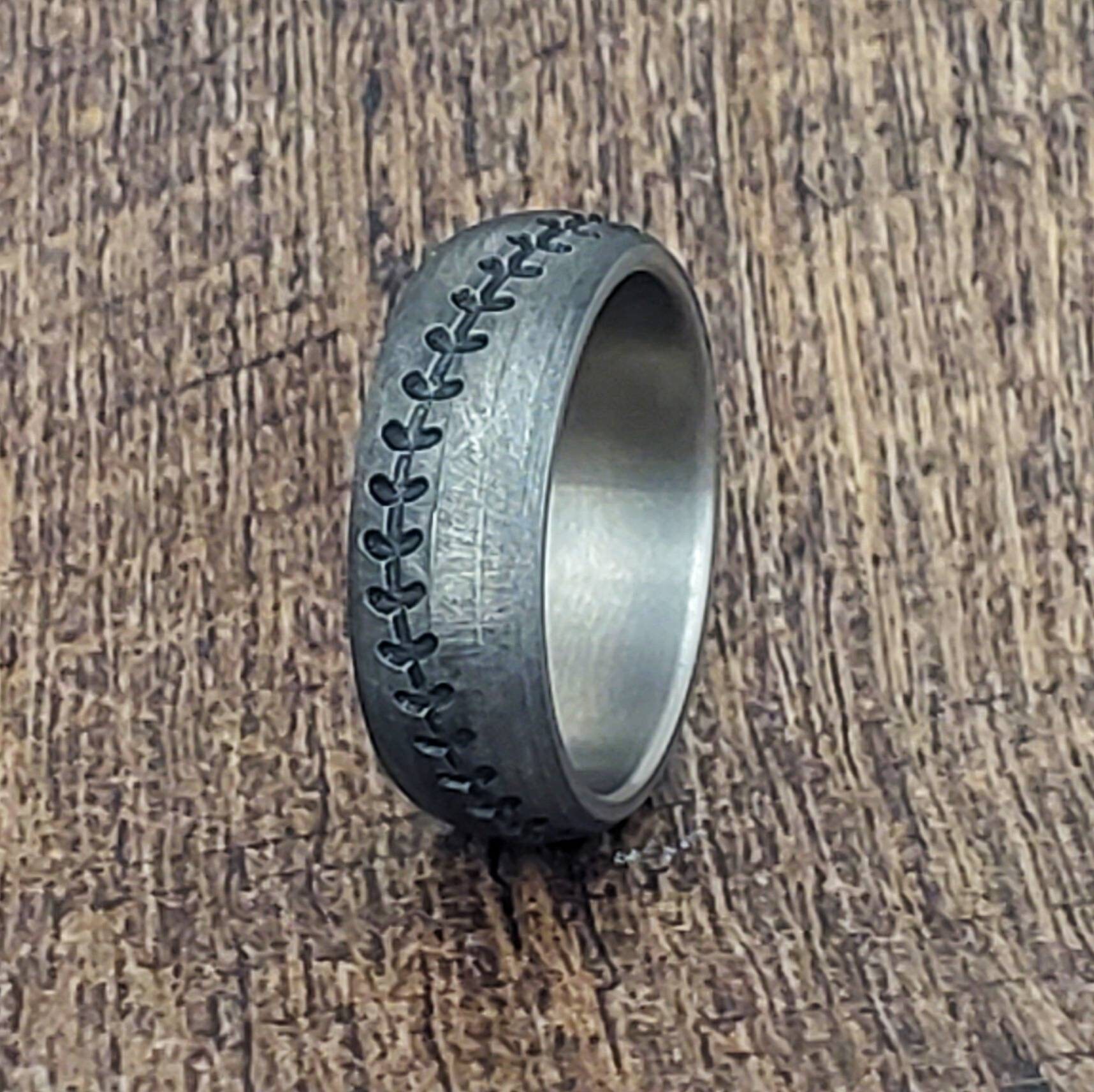 Titanium Baseball Ring with Bead Blast Finish – Baseball Rings