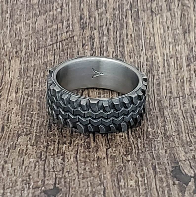 4x4 Ring Titanium Tread Ring Truck Guy Wedding Ring Titanium Wedding Band Interco Swamper TSL Tough ring Off Road
