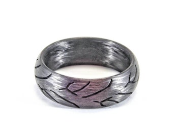 Carbon Fiber Tread Ring: Motorcycle Racing Wedding Band