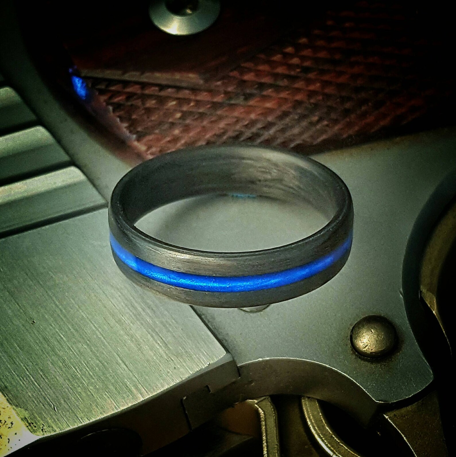 Thin Blue Line 5mm Wide Carbon Fiber Ring. Domed Top Etsy