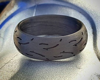 Carbon Fiber Tread Ring: Motorcycle Racing Wedding Band