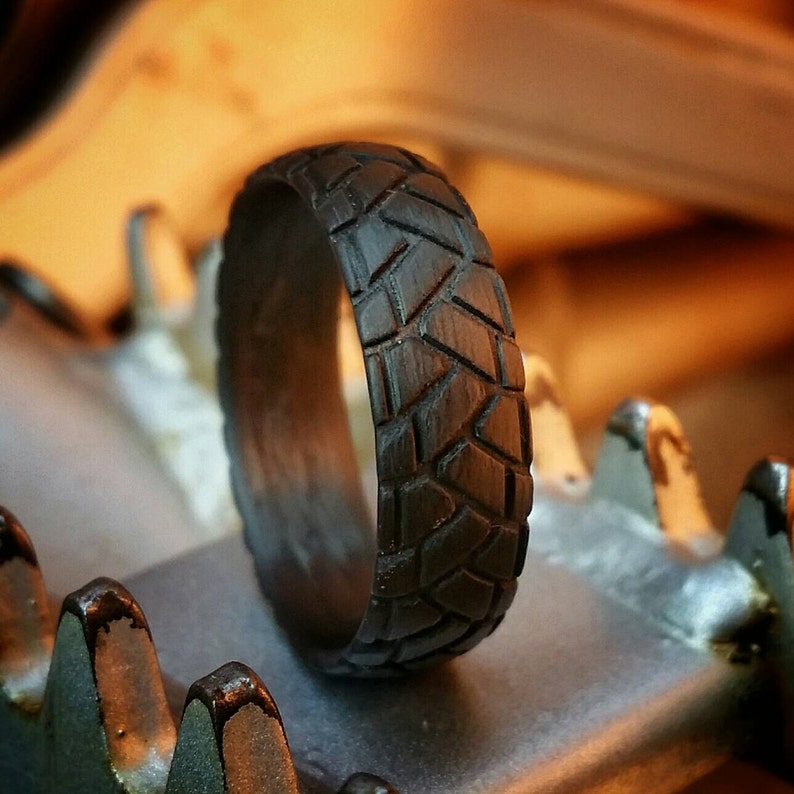 Carbon Fiber Tread Ring: Adventure Bike Wedding Band - Etsy