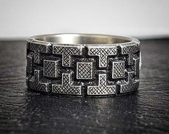 Battleworn Titanium Wedding Ring - Rook 10mm Wide