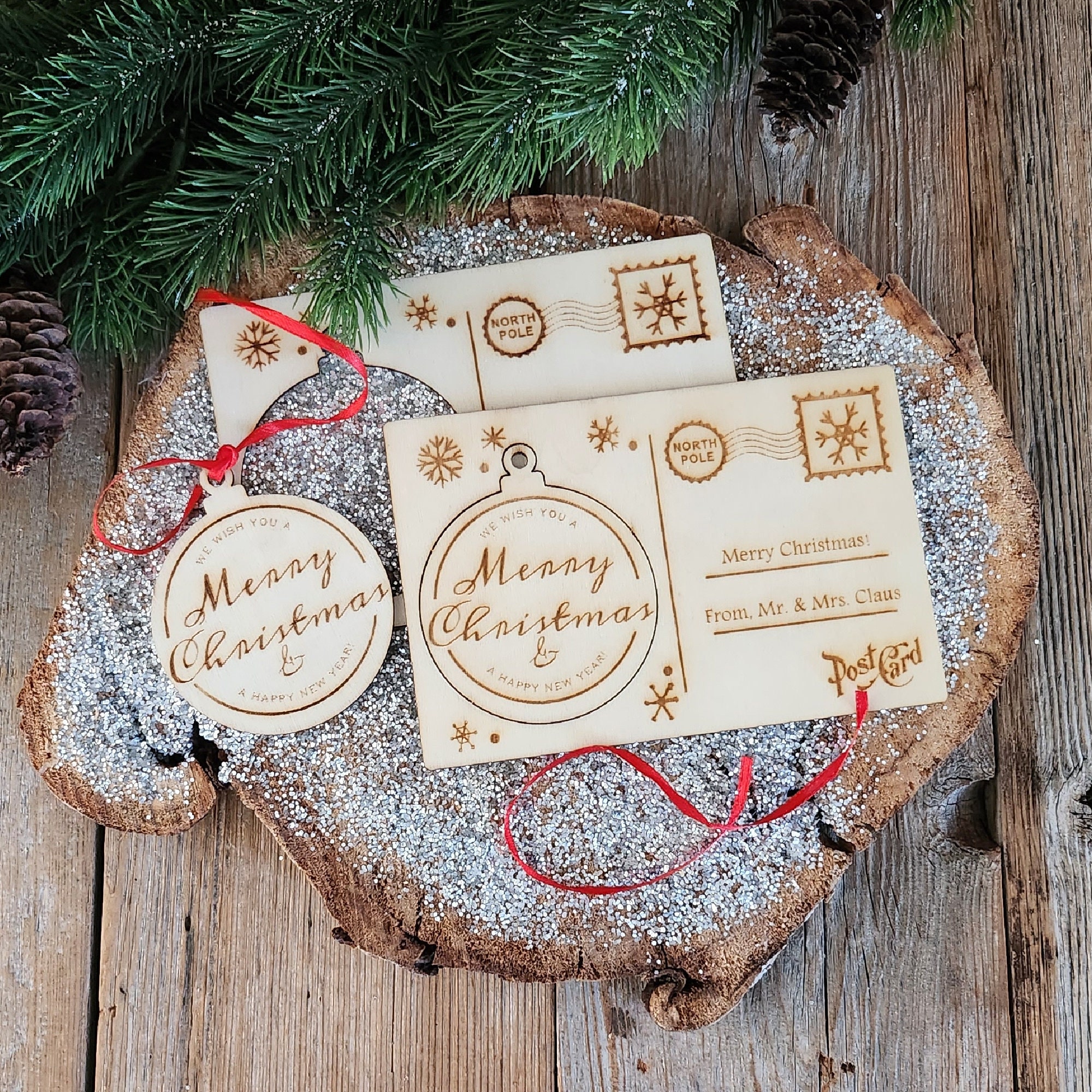 Ornament Postcard From Santa Wooden Postcard Christmas Etsy