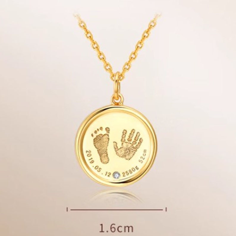 Custom Newborn Necklace, Baby Shower Necklace, Footprint Necklace