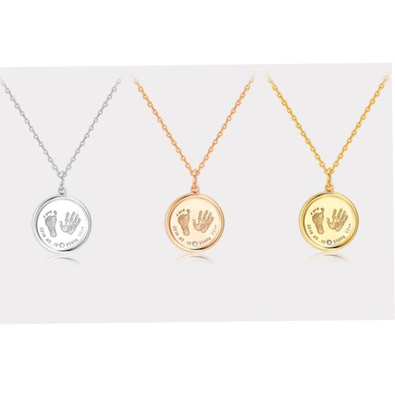 Custom Newborn Necklace, Baby Shower Necklace, Footprint Necklace