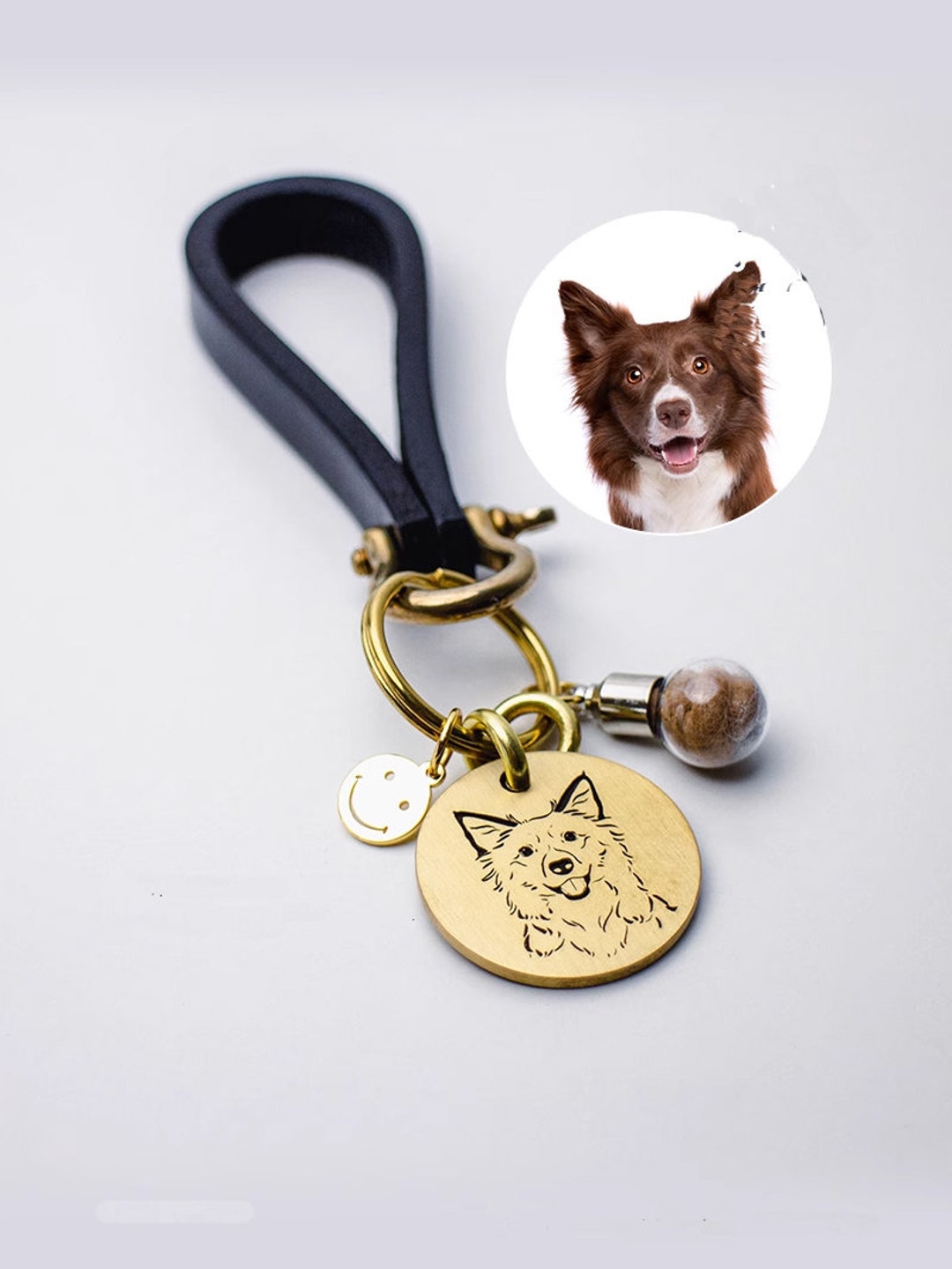 Custom Pet Fur Key Chain Pet Photo Keychain Pet Hair Keepsake Dog Cat