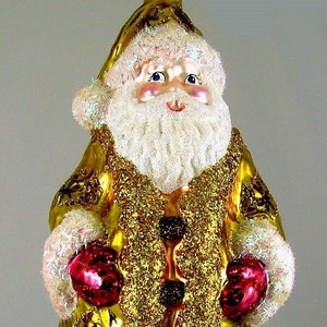 Christmas Ornament Vintage Glass Larry Fraga Made in Poland Santa