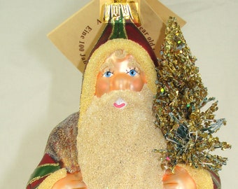 Santa Glass Ornament Ino Schaller Germany 5 to 6" Tall Collectible #37