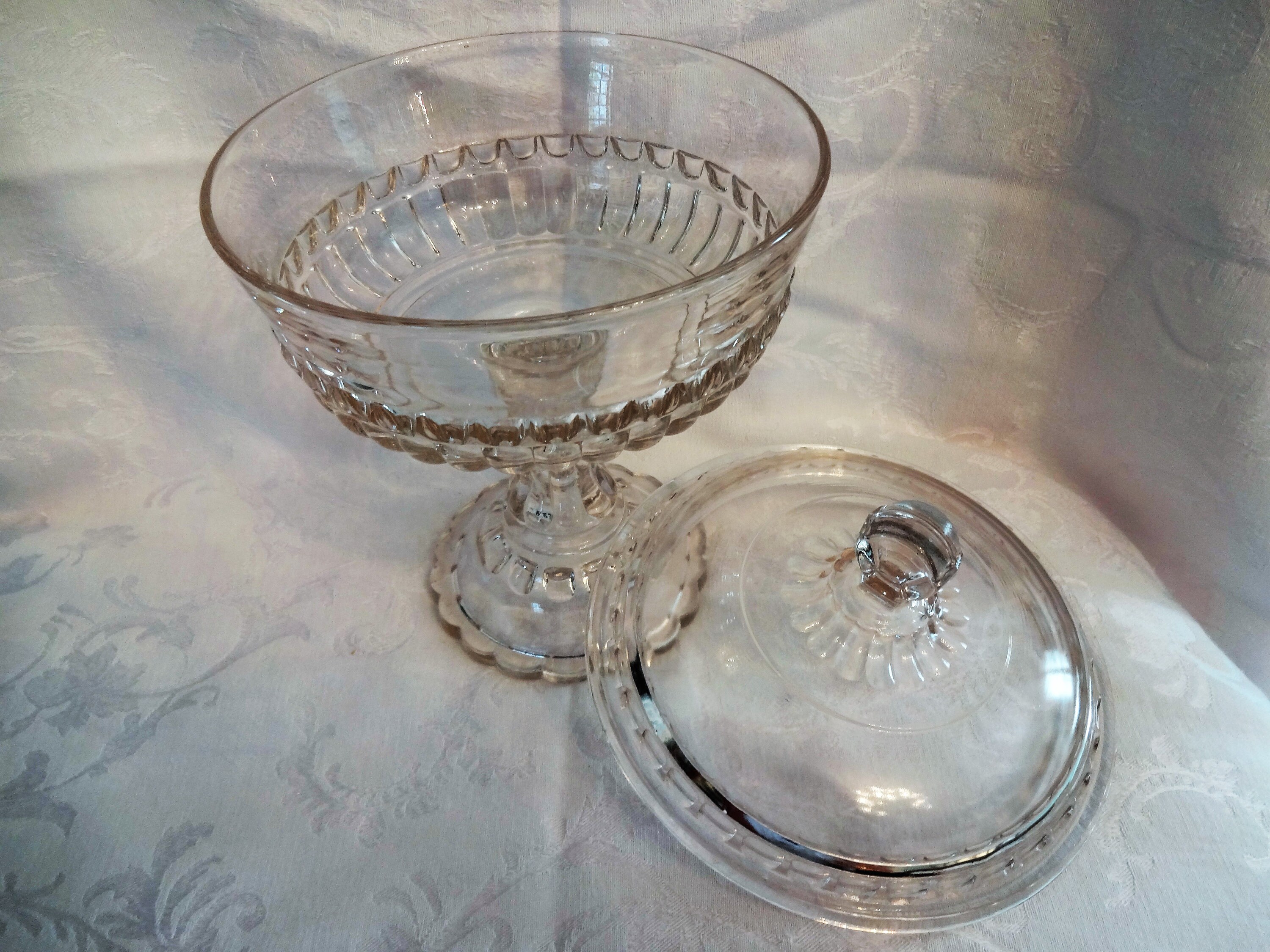 Vintage Pressed Glass Compote - Etsy