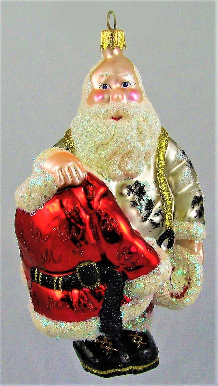 Christmas Ornament Vintage Glass Larry Fraga Made in Poland Santa