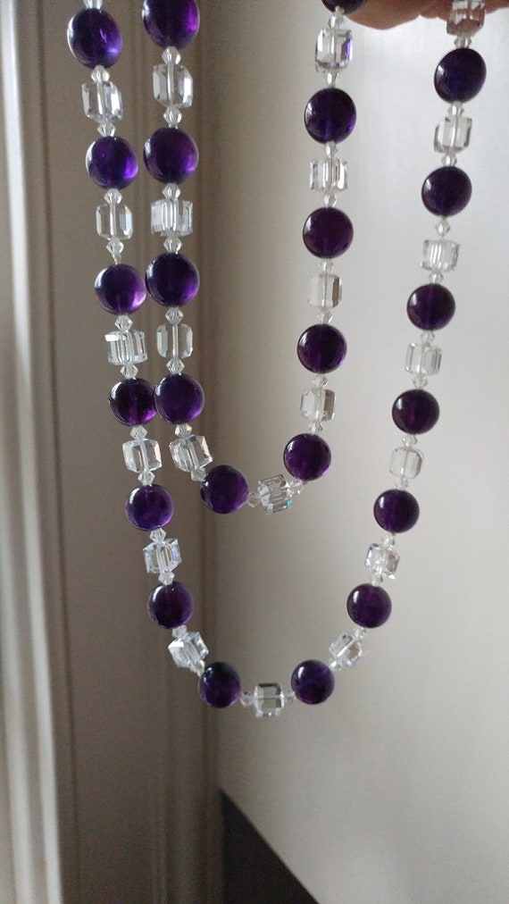 Crystal and And Amethyst Necklace Vintage  #18