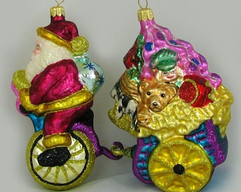 Christmas Ornament Vintage Glass Larry Fraga Made in Poland Santa
