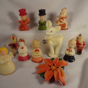 Christmas Vintage Candles Novelty, Tavern, Santa, Snowman, Deer Etc #577