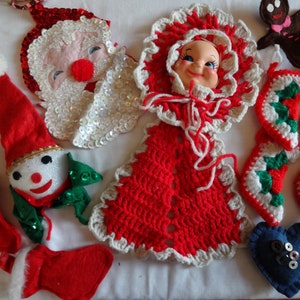 Chritmas Ornaments Vintage Crochet and Sequence  #11