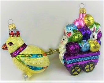Christmas Ornament Vintage Larry Fraga Glass Easter Made in Poland