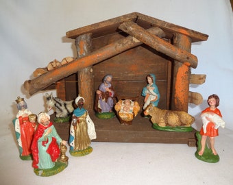 Christmas Manger Set or Nativity Vintage Made in Italy  #1921