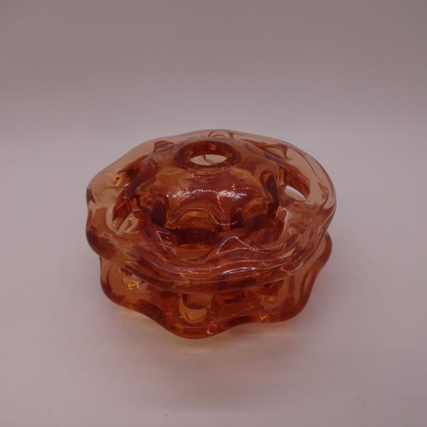 Depression Glass Flower Frog Two Tier Rare Hard to Find Pink Color Vintage T-77