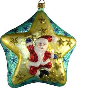 Christmas Ornament Santa on Star Vintage Larry Fraga Made in Poland