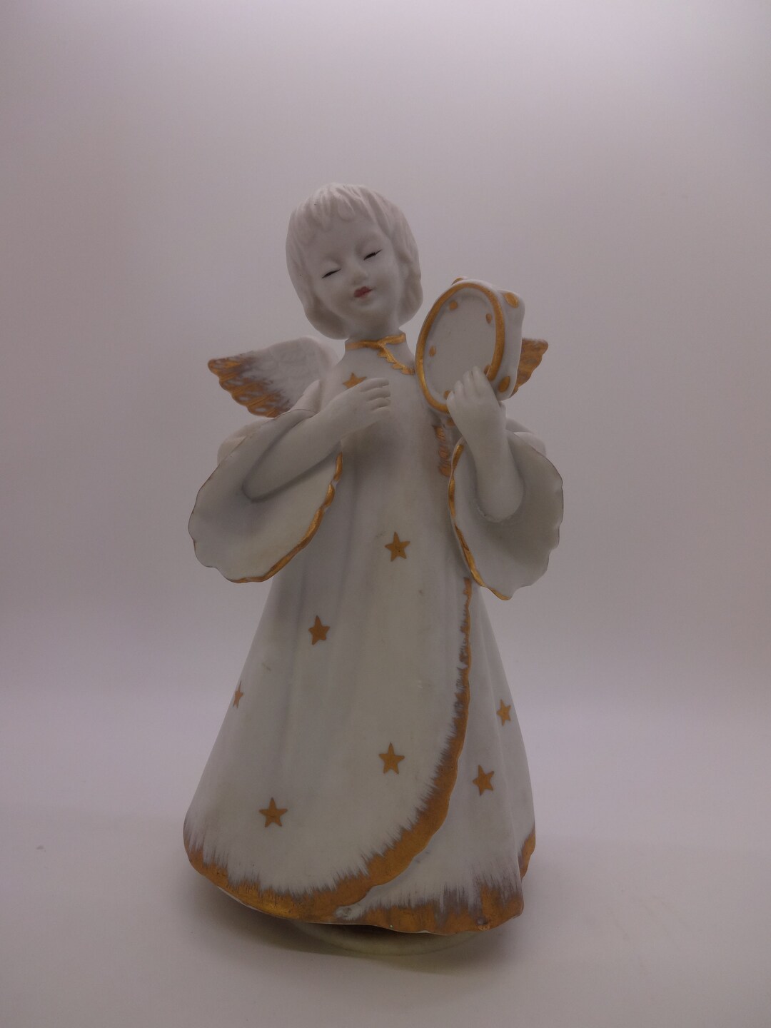 Christmas Angel Music Box Bisque With Gold Trim 20001 Etsy