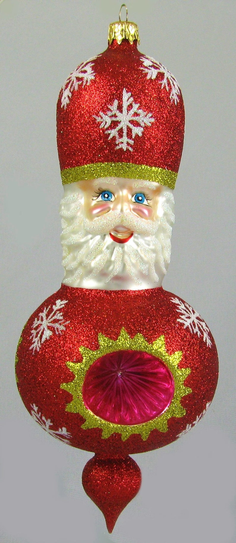 Christmas Ornament Vintage Glass Made in Poland Red Santa Etsy
