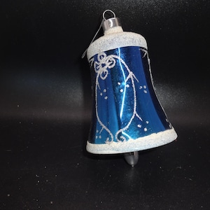 Christmas Ornament German Glass Bell with Snow Vintage #MM