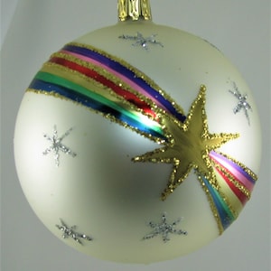 Larry Fraga Christmas Ornament vintage Glass Star and Sash