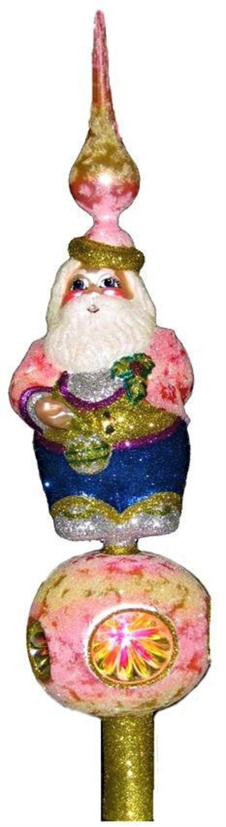 Christmas Tree Topper Vintage Glass Santa made in Poland Etsy