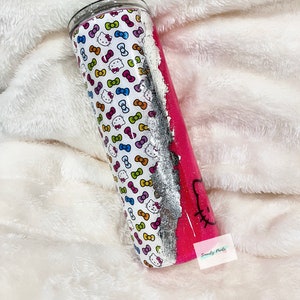 Split Kitty vinyl and glitter tumbler