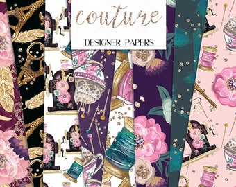Couture Sewing Craft Digital Paper Pack Bobbin Thread Scissors Seamless Pattern | planner stickers, graphics  resources, Fabric, Backdrop