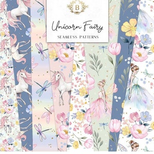 Unicorn Fairy Seamless Digital Patterns