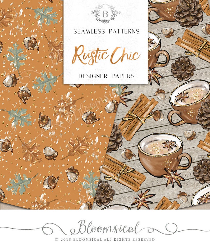 Digitale Papiere fallen Rustikale schicke Apple Fuchs Holz | Etsy