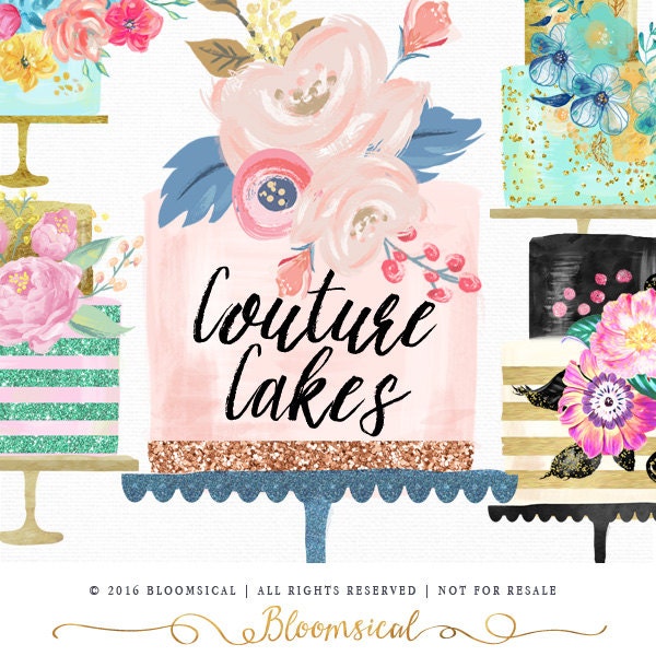 Couture Cake Clip Art - France | Gâteaux tiers superposés et fleurs graphiques numériques | Scrapbooking, Cartes, Autocollants Planificateur |  Glitter Cliparts