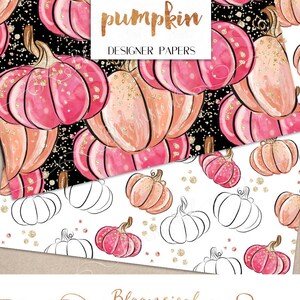 Pumpkin Fall Digital Paper Pack Autumn Leaves Thanksgiving Pie Seamless ...