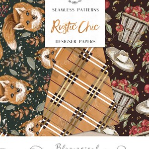 Digitale Papiere fallen Rustikale schicke Apple Fuchs Holz | Etsy