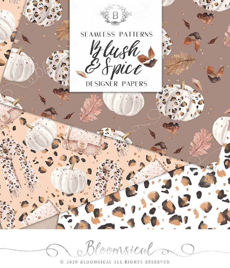 Fall Digital Papers Animal Print Blush & Spice Leopard Etsy UK