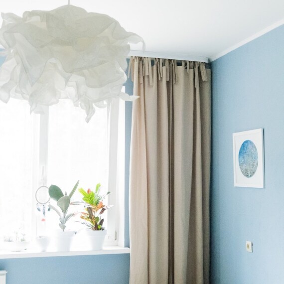 Linen Curtains Linen Drapes Tie Top Linen Curtain Panel Etsy