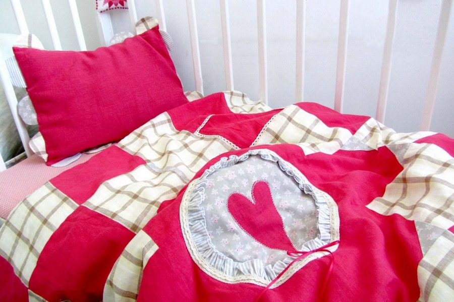 Linge de Lit Patchwork Pour Une Petite Fille en Lin