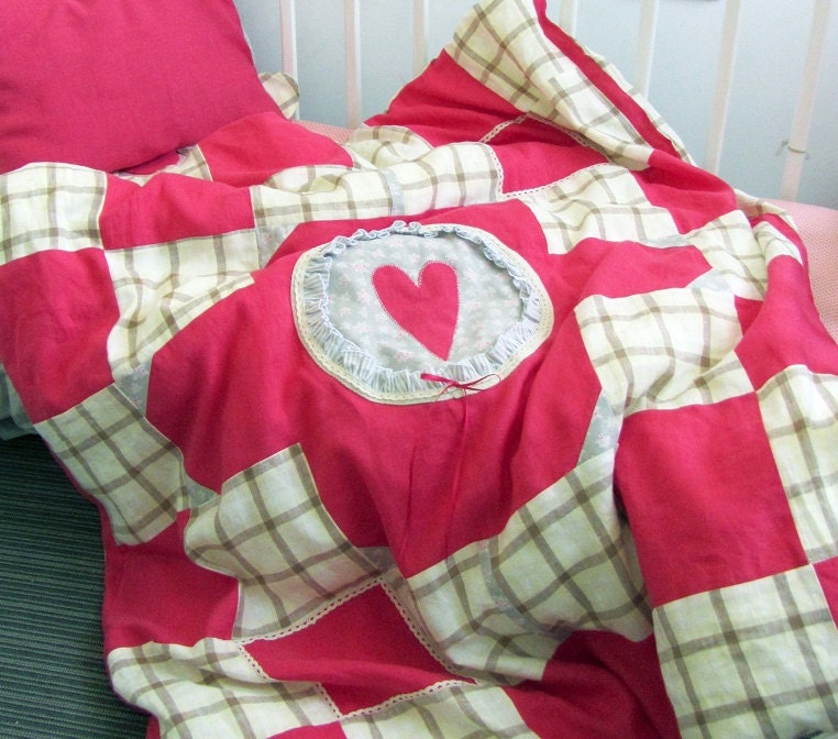 Housse de Couette Patchwork Pour Une Petite Fille en Lin Réalisé sur Commande