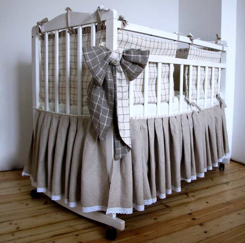 Linen Bed Skirt For A Baby Crib Skirt Custom Color Etsy