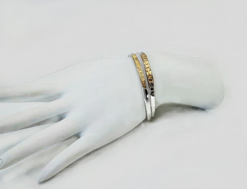 One Pair Girl Silver Bangles 120-14k gold filled Sterlling Silver girls bangles 2 inch Diameter Two Tone Girls bangles
