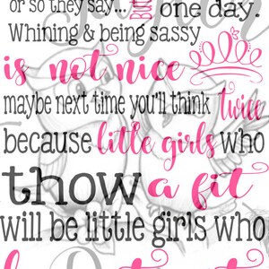 May include: White background with text in black and pink, including phrases like "Sugar & Spice" and "Ladies." The image also features owl illustrations and the words "is not nice."