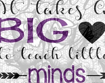 big heart teach little minds SVG file